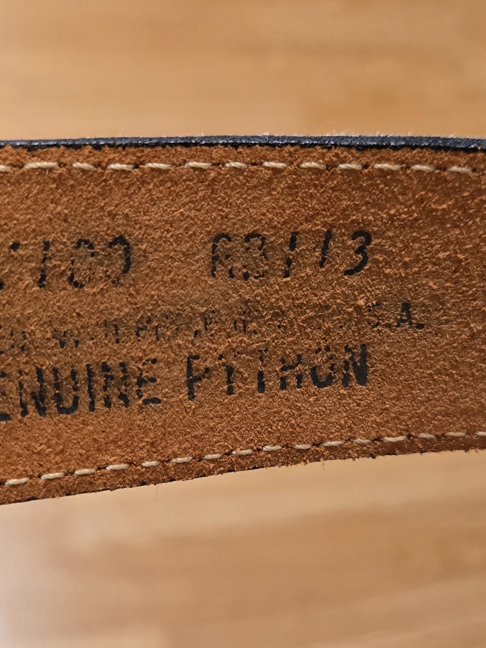 ACME Snake-Print Belt in Brown and Black Genuine Python Vintage - Picture 4 of 12